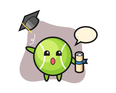 Tenis çizgi filmi mezuniyette şapkayı fırlatıyor.