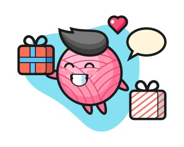 İplik topu çizgi filmi hediyeyi veriyor.