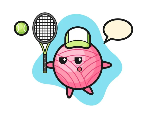 Tenis Oyuncusu Olarak Iplik Topu Çizgi Filmi — Stok Vektör