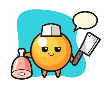 Bir kasap olarak pinpon topu çizgi filmi.