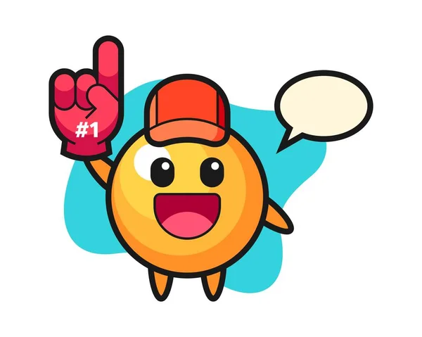 Ping Pong Bal Cartoon Met Nummer Fans Handschoen — Stockvector