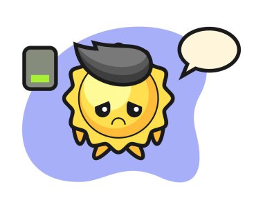 Güneş çizgi filmi yorgun bir jest yapıyor.