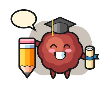 Dev bir kalemle köfte karikatürü mezuniyeti.