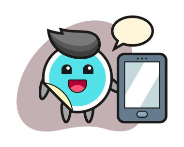 Elinde akıllı telefon tutan bir karikatür.