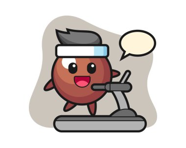 Koşu bandında yürüyen çikolata topu çizgi filmi.