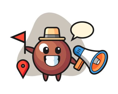 Tur rehberi olarak çikolata topu çizgi filmi