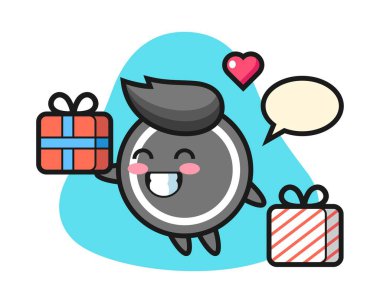 Hokey topu çizgi filmi hediyeyi veriyor.