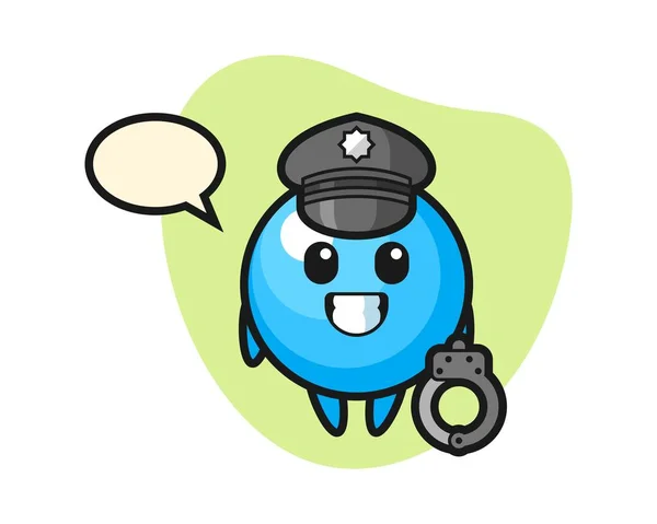 Goma Bola Desenhos Animados Como Uma Polícia —  Vetores de Stock