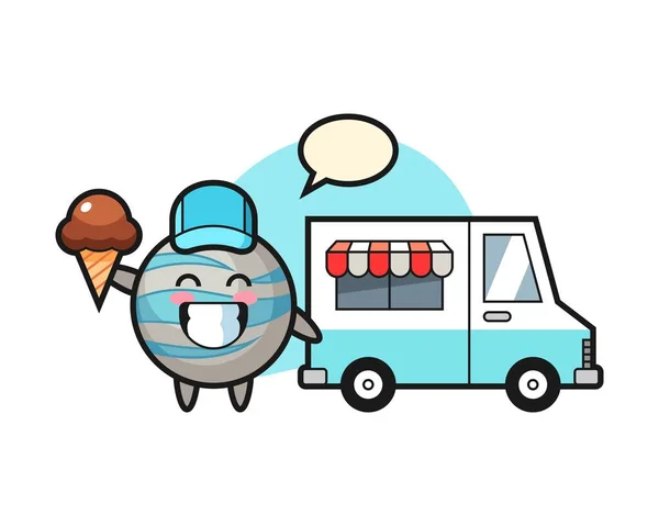Planet Cartoon Ice Cream Truck — Stock Vector