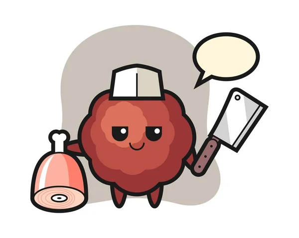 Meatball Dessin Animé Comme Boucher — Image vectorielle