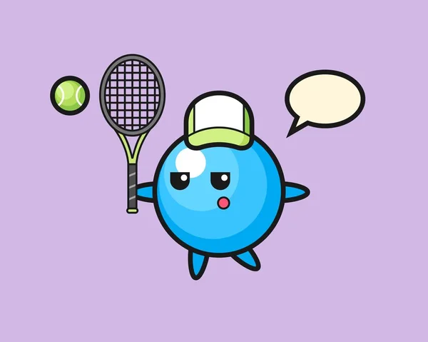 Gum Ball Cartoon Tennis Player — Stock Vector