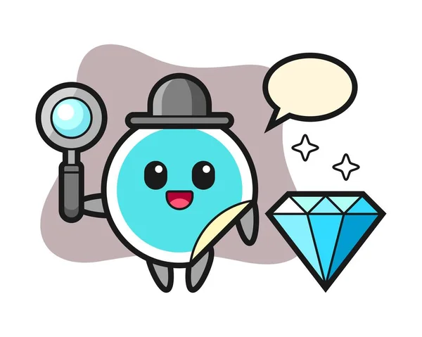 Sticker Cartoon Met Een Diamant — Stockvector