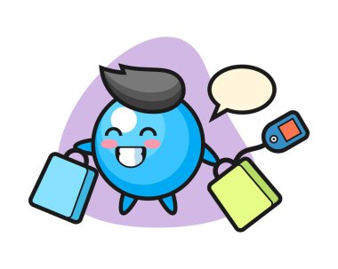 Elinde alışveriş çantası olan sakız topu çizgi filmi.