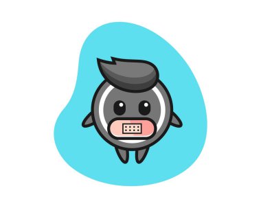 Ağzında bant olan hokey topu çizgi filmi.