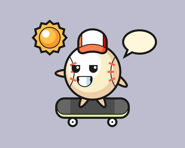 スケートボードに乗る野球漫画 — ストックベクタ