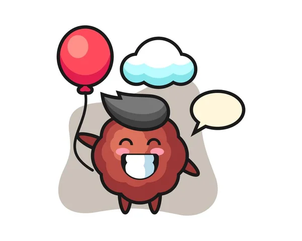 Desenhos Animados Meatball Está Jogando Balão —  Vetores de Stock