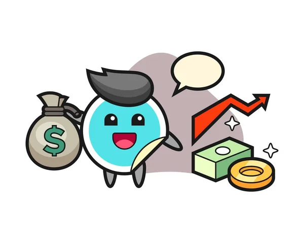 Sticker Cartoon Holding Money Sack — Stock Vector