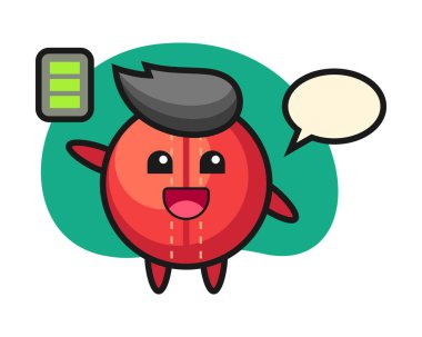 Kriket topu çizgi filmi ve enerjik bir jest.