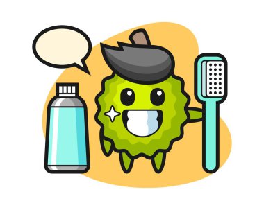 Diş fırçalı Durian çizgi filmi.