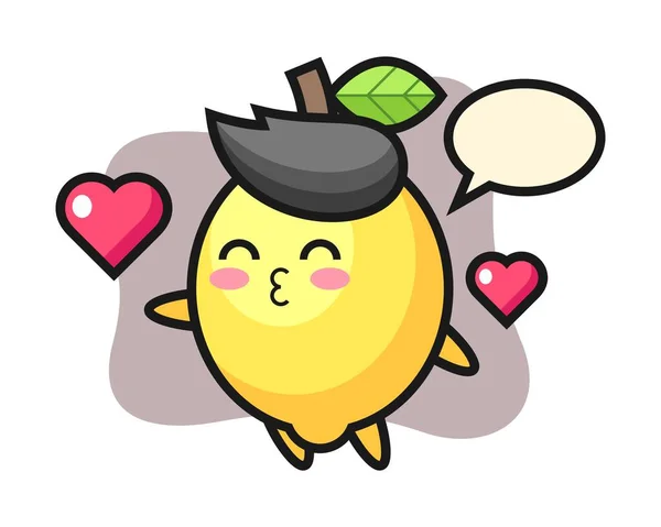 Lemon Personagem Desenhos Animados Com Gesto Beijo —  Vetores de Stock