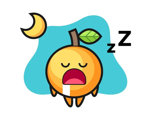 Orange Fruit Cartoon Sleeping Night — Stock Vector