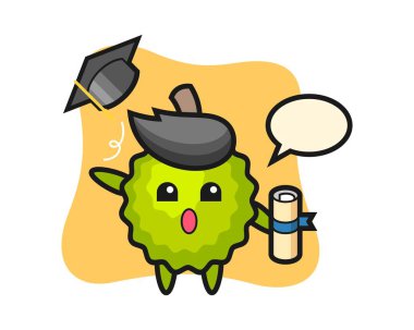 Mezuniyette şapkayı atan Durian çizgi filmi.