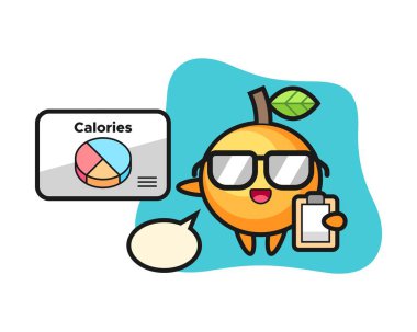 Diyetisyen olarak turuncu meyve karikatürü