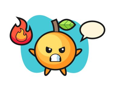 Kızgın jestli turuncu meyve karikatürü.