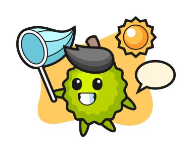 Durian çizgi filmi kelebek yakalıyor.