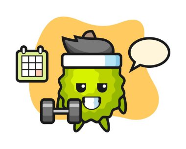 Durian çizgi filmi halterle spor yapıyor.