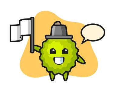 Elinde bayrak tutan Durian çizgi filmi