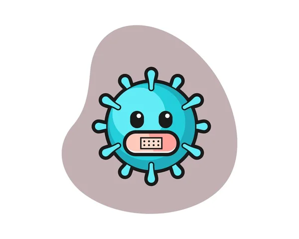 Virus Cartoon Met Tape Mond — Stockvector