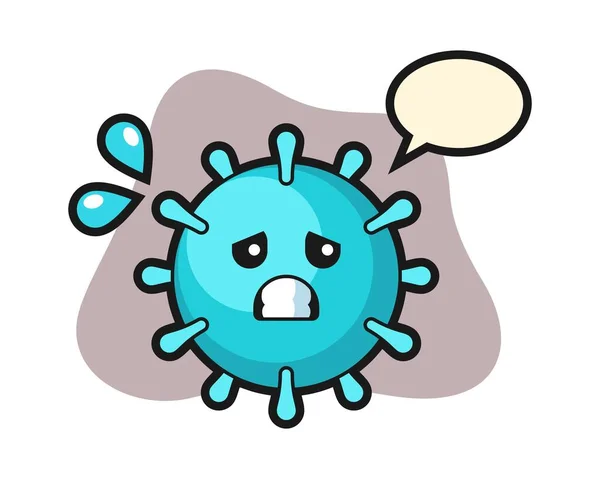 Virus Dibujos Animados Con Gesto Miedo — Vector de stock