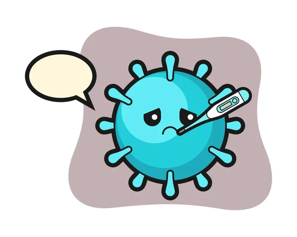 Virus Cartoon Fever Condition — Stock Vector