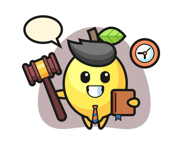 Desenhos Animados Mascote Limão Como Juiz — Vetor de Stock