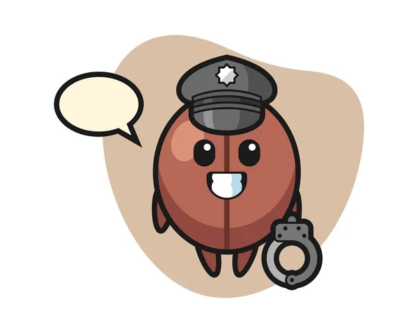 Coffee Bean Cartoon Police — Stockový vektor