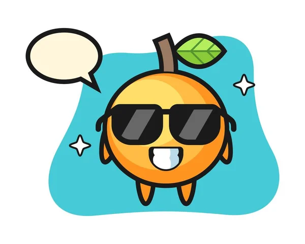 Orange Fruit Cartoon Cool Gesture — Stock Vector
