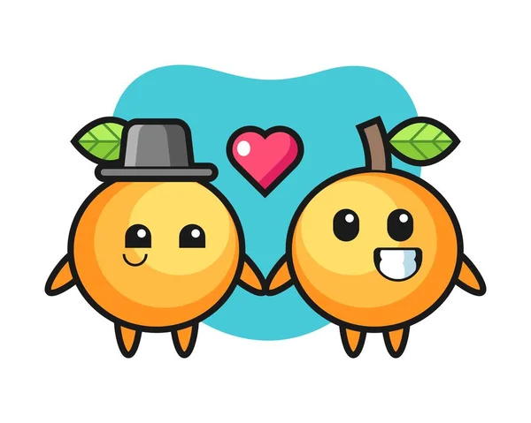 Oranje Fruit Paar Cartoon Verliefd Worden — Stockvector