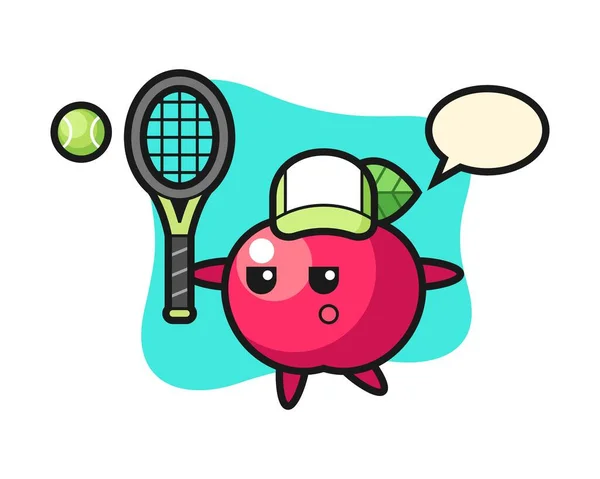 Zeichentrickfigur Apfel Als Tennisspieler — Stockvektor
