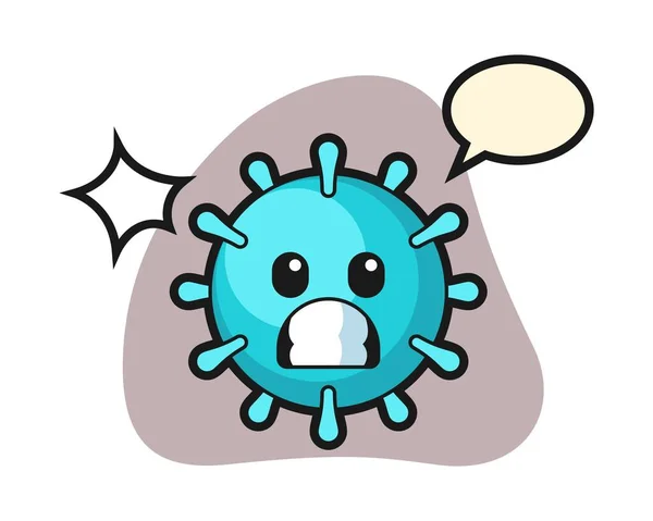 Virus Dibujos Animados Con Gesto Conmocionado — Vector de stock