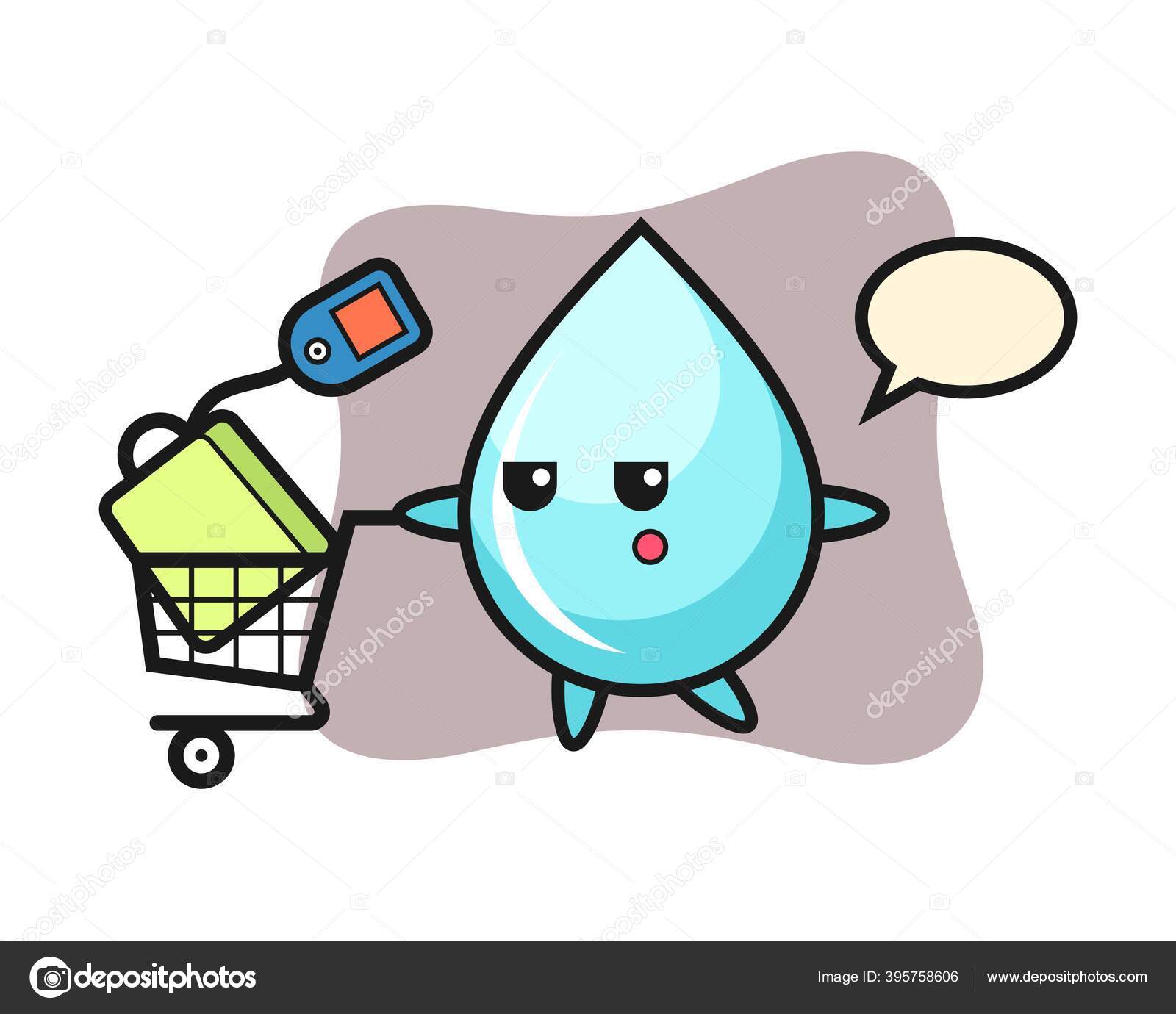 Ilustrasi Tetes Air Kartun Dengan Keranjang Belanja Stok Vektor C Heriyusuf Rap Gmail Com 395758606