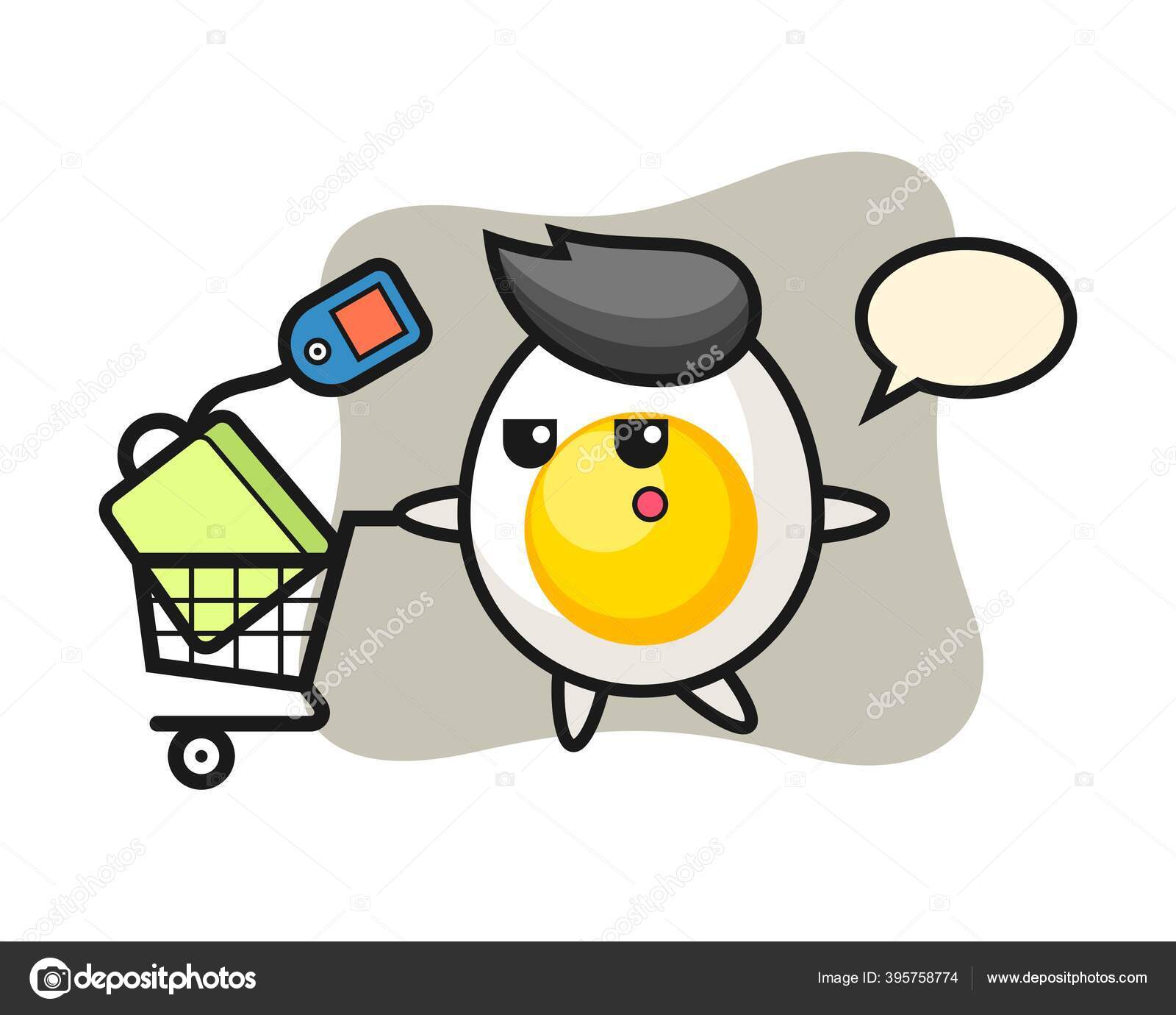 Boiled Egg Illustration Cartoon Shopping Cart Stock Vector Image by