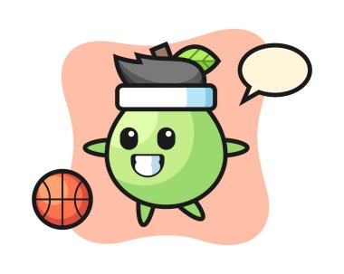 Guava çizgi filminin resmi basketbol oynuyor.