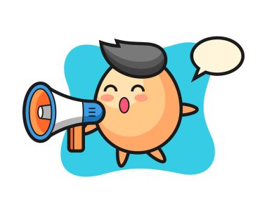 Bir megafon tutan yumurta karakteri çizimi