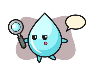 Su damlası çizgi film karakteri büyüteçle arıyor.