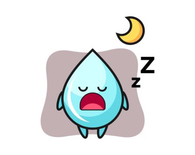 Gece uyuyan su damlası karakter çizimi