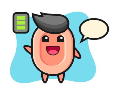 Enerjik jisi olan sabun maskotu karakteri