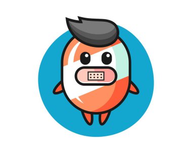 Ağzı bantlı şekerin çizgi film çizimi