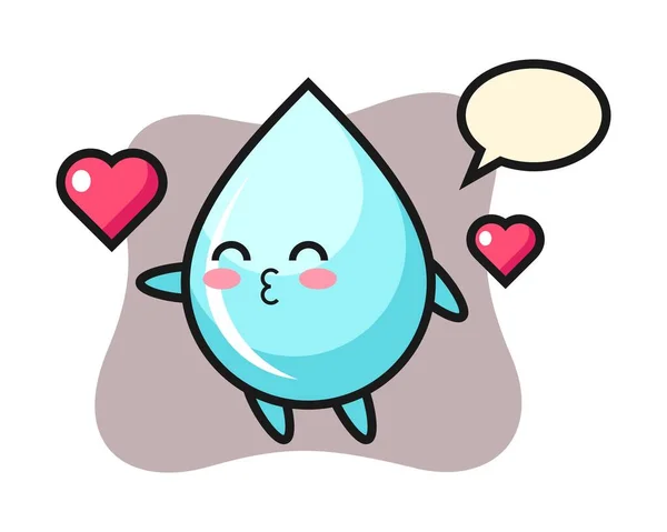 Water Drop Character Cartoon Kissing Gesture — Stock Vector