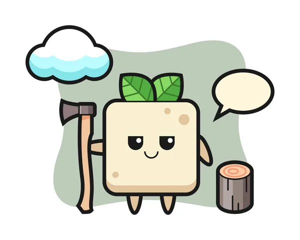 Charakterzeichentrick Von Tofu Als Holzfäller — Stockvektor